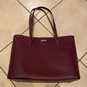 Kate Spade Purse/tote never used NWOT burgundy wine red gold beige